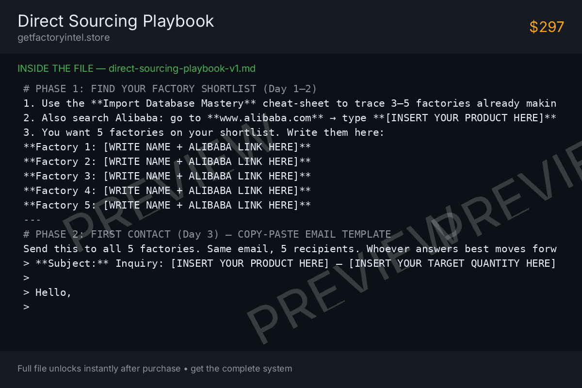 Preview of Direct Sourcing Playbook — sample pages